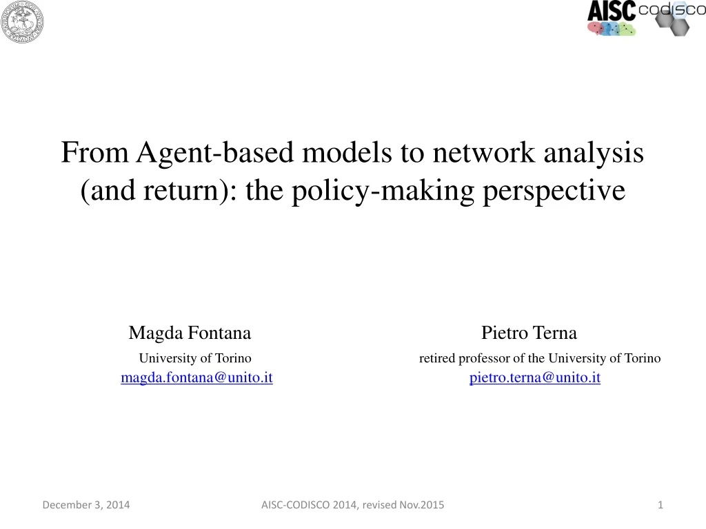 from agent based models to network analysis