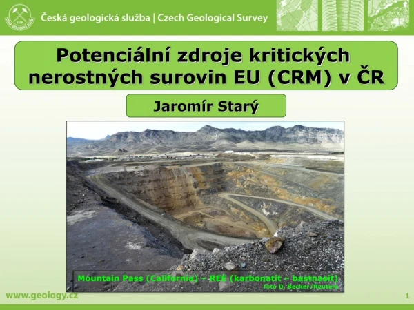 Potenciální zdroje  kritických  nerostných surovin EU (CRM) v  ČR