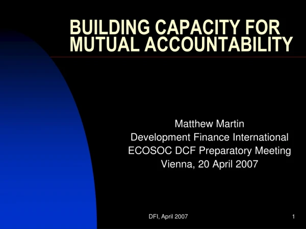 BUILDING CAPACITY FOR MUTUAL ACCOUNTABILITY