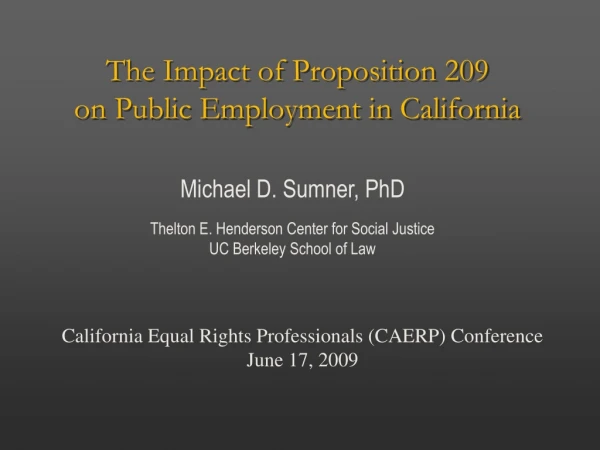 The Impact of Proposition 209  on Public Employment in California
