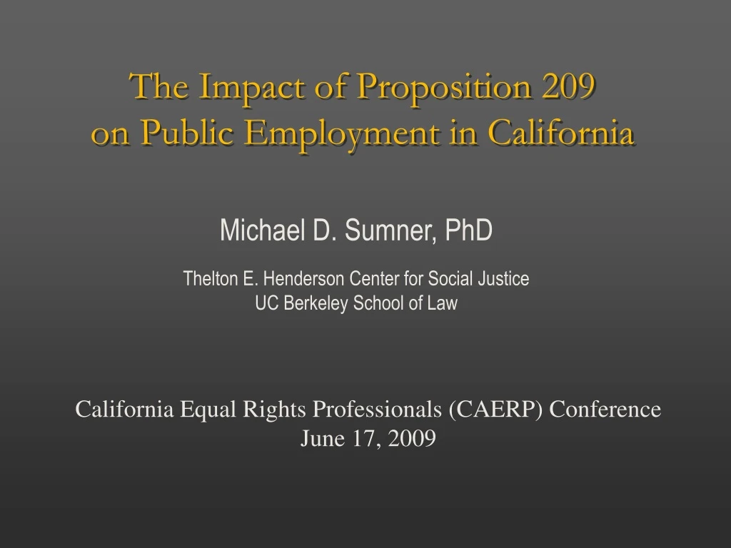 the impact of proposition 209 on public employment in california