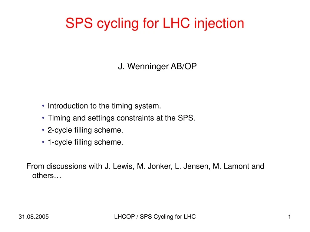 sps cycling for lhc injection