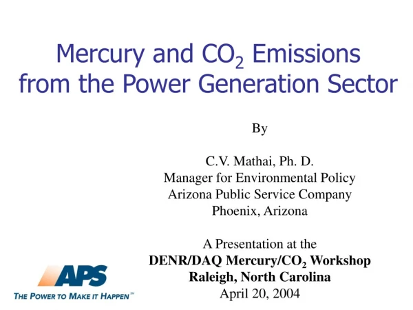 Mercury and CO 2  Emissions from the Power Generation Sector