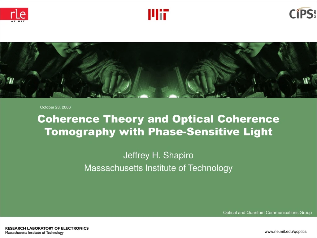 coherence theory and optical coherence tomography with phase sensitive light