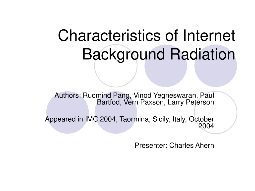 characteristics of internet background radiation