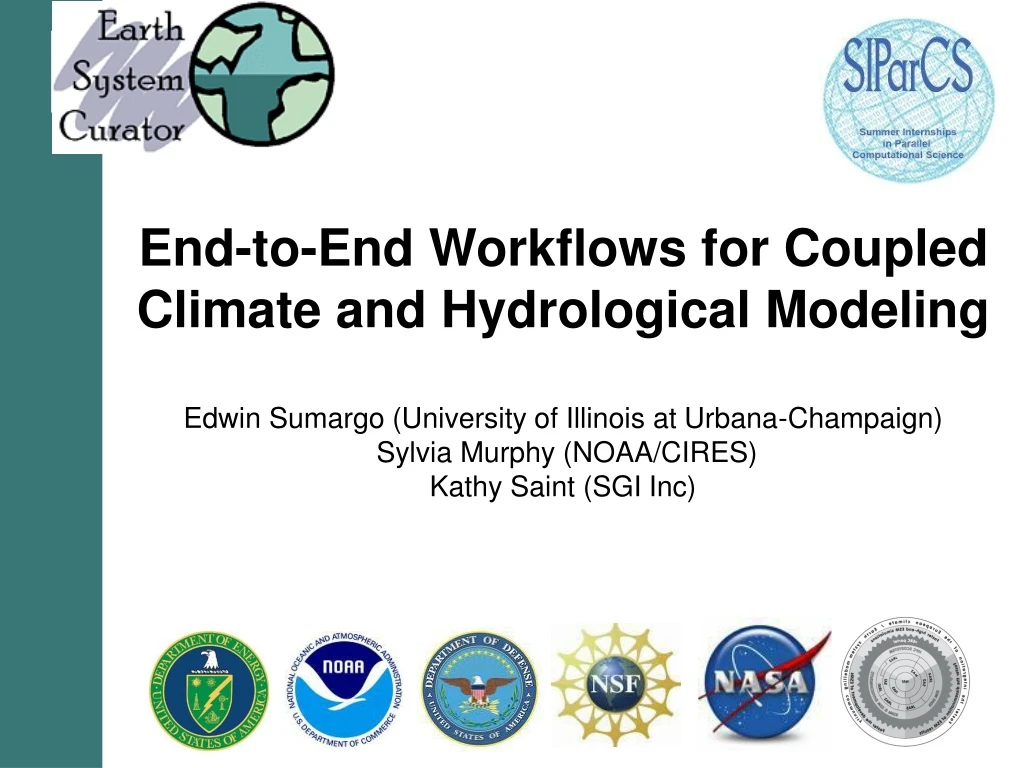 end to end workflows for coupled climate