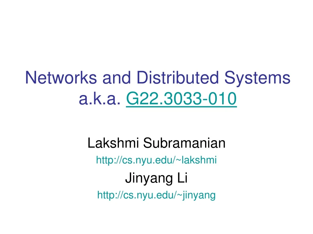 networks and distributed systems a k a g22 3033 010