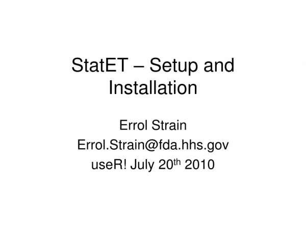 StatET – Setup and Installation