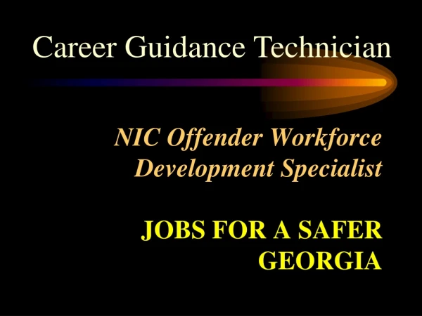NIC Offender Workforce Development Specialist  JOBS FOR A SAFER GEORGIA