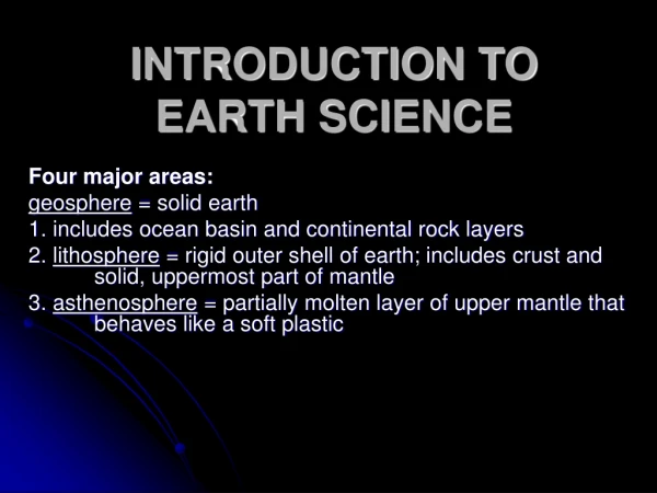 INTRODUCTION TO EARTH SCIENCE