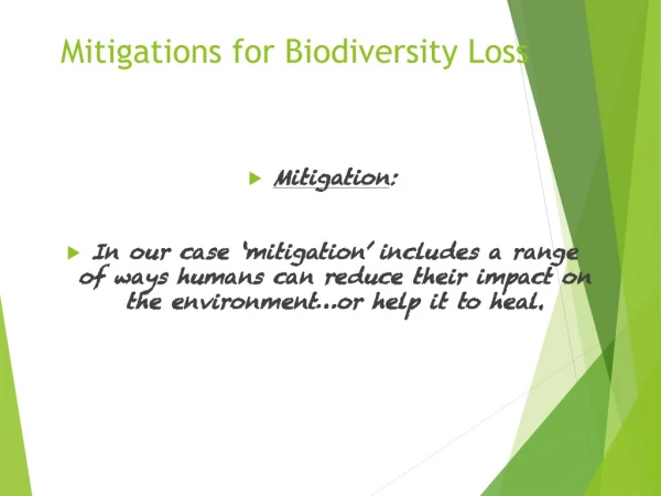 Mitigations for Biodiversity Loss