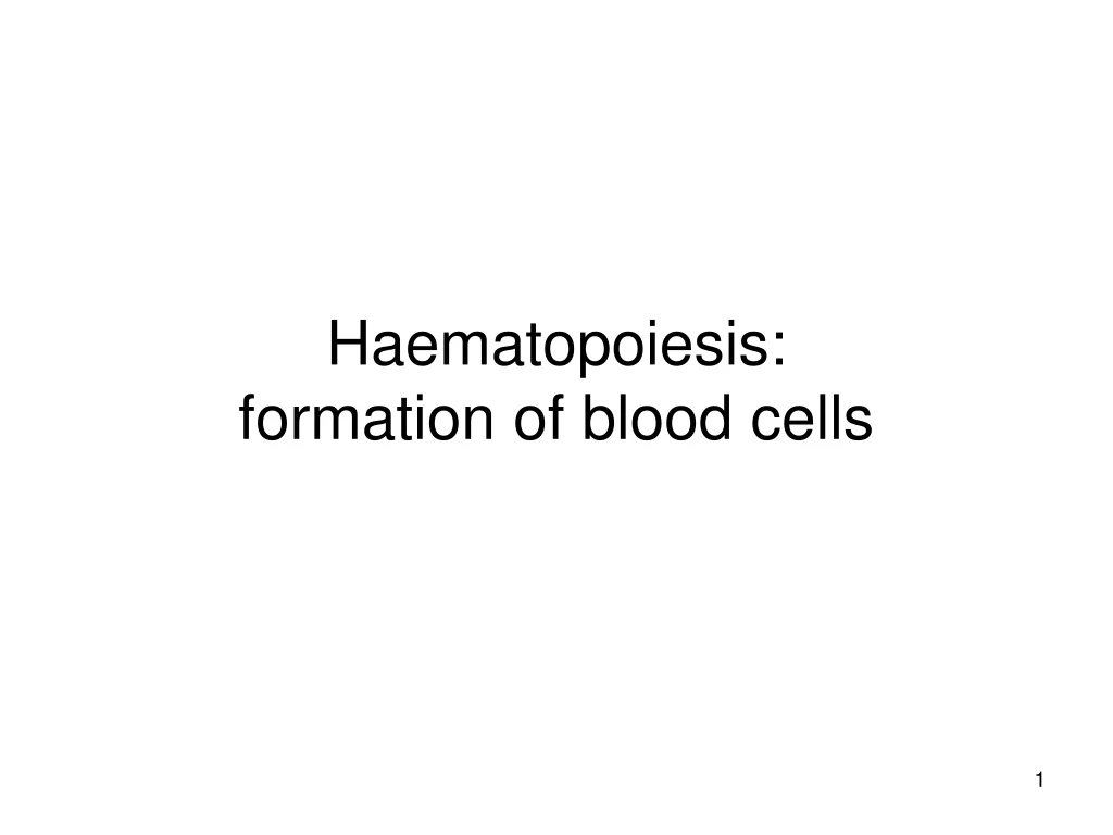 haematopoiesis formation of blood cells