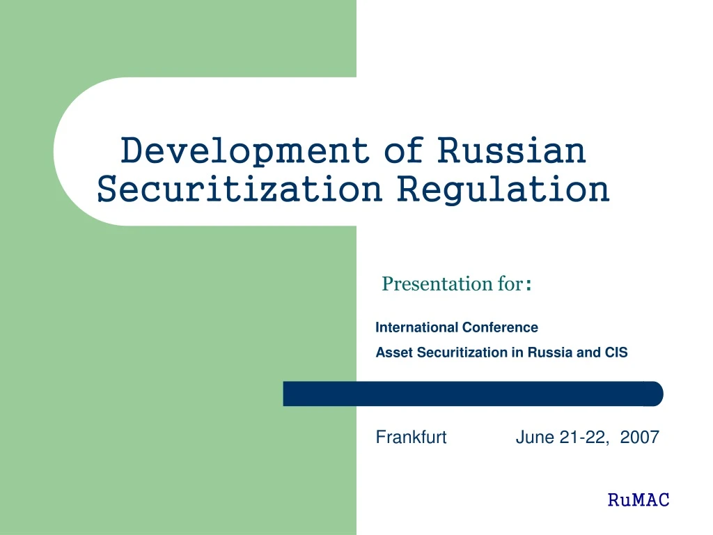 development of russian securitization regulation