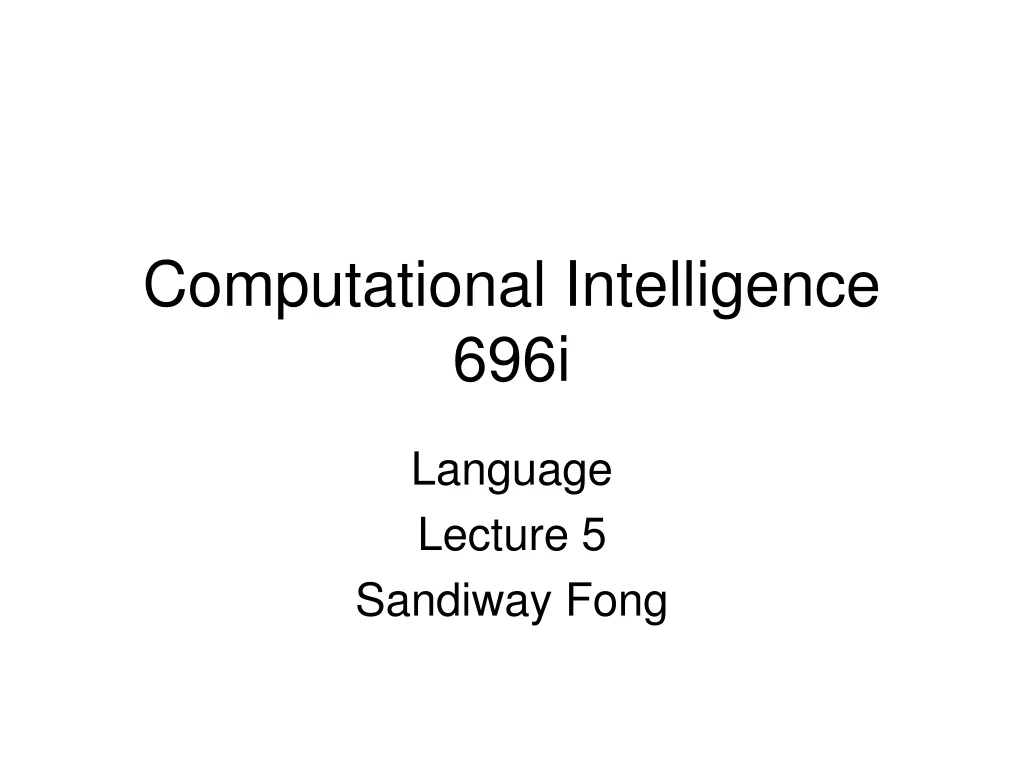 computational intelligence 696i