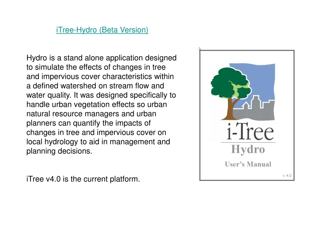 itree hydro beta version hydro is a stand alone