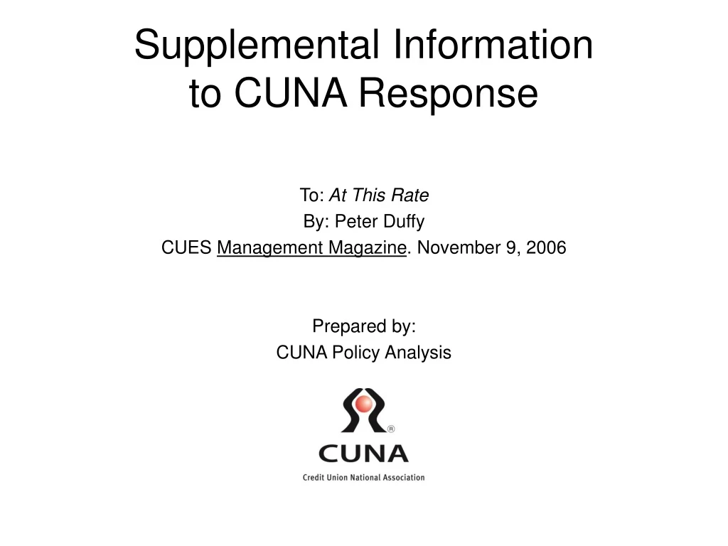 supplemental information to cuna response