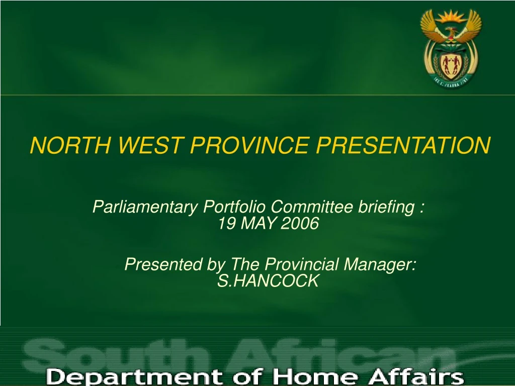 parliamentary portfolio committee briefing