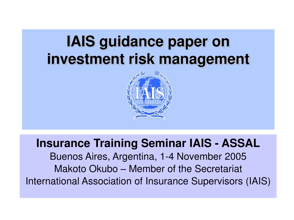iais guidance paper on investment risk management