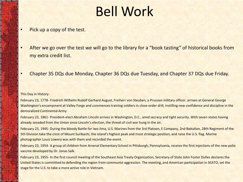 bell work