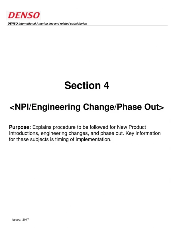 Section 4  &lt;NPI/Engineering Change/Phase Out&gt;