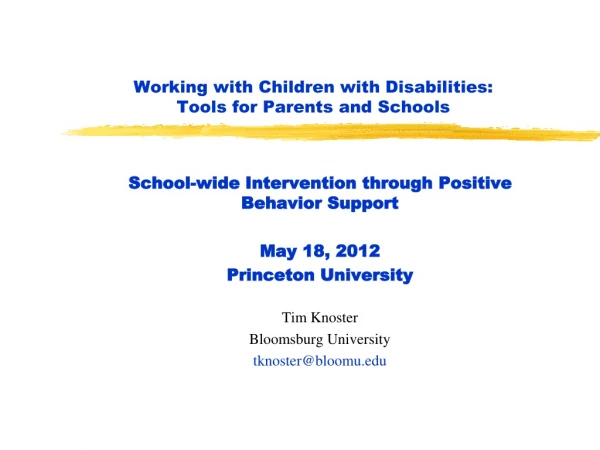 Working with Children with Disabilities:  Tools for Parents and Schools