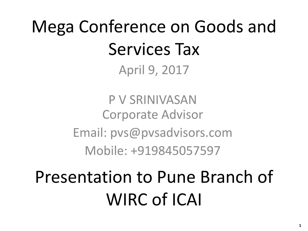 mega conference on goods and services tax