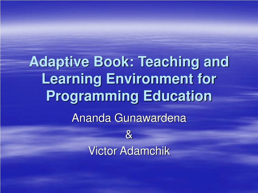 adaptive book teaching and learning environment for programming education