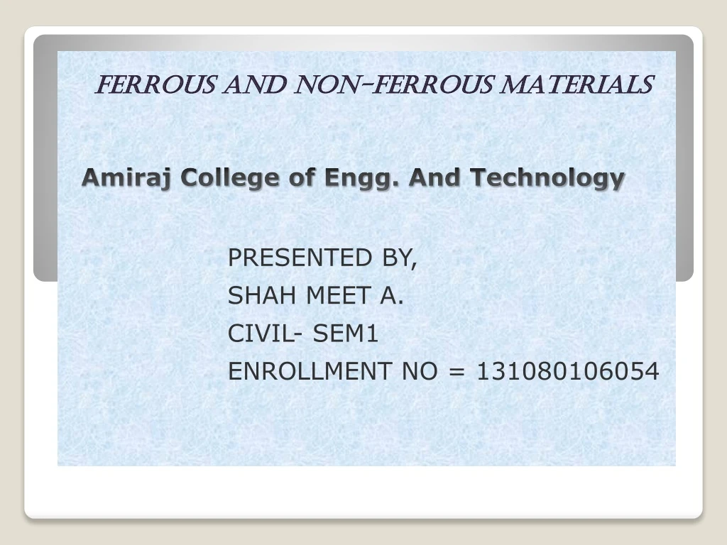 ferrous and non ferrous m a t eri als