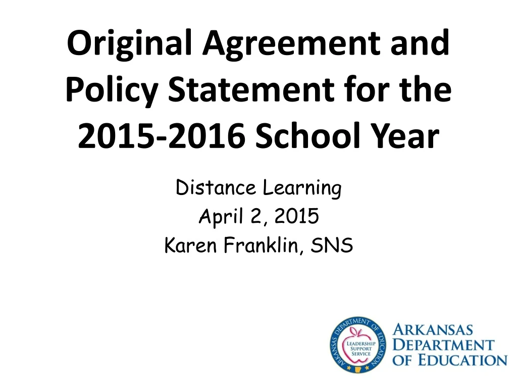 original agreement and policy statement for the 2015 2016 school year