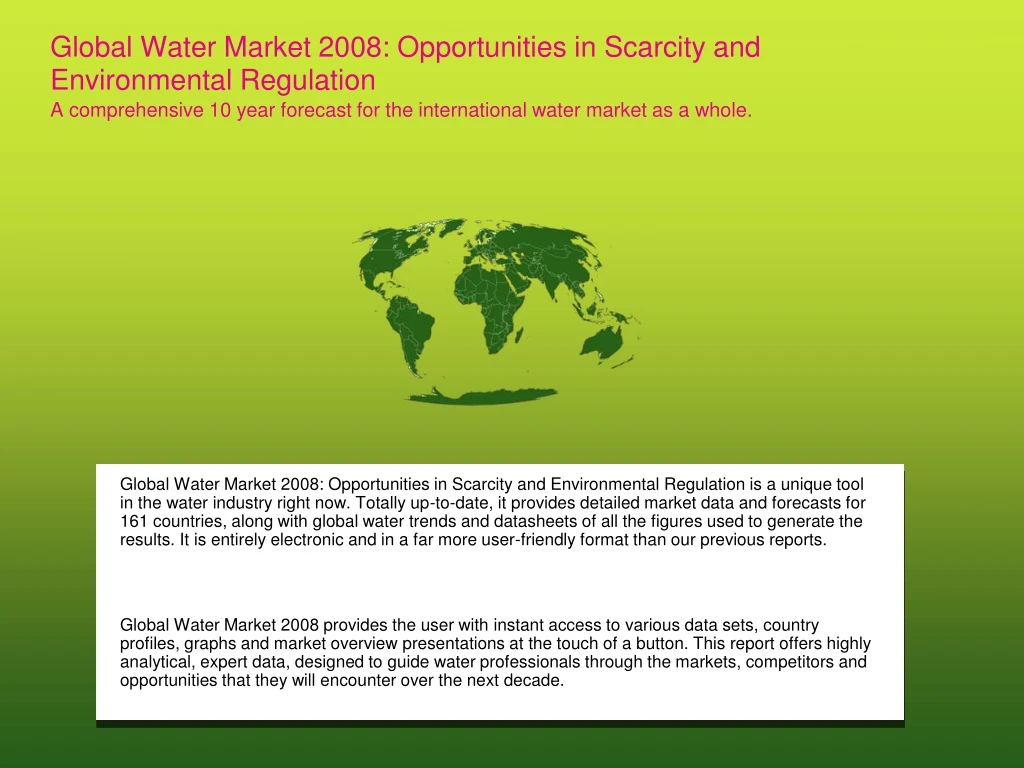 global water market 2008 opportunities