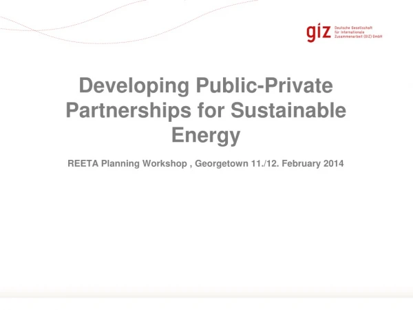 Developing Public-Private Partnerships for Sustainable Energy