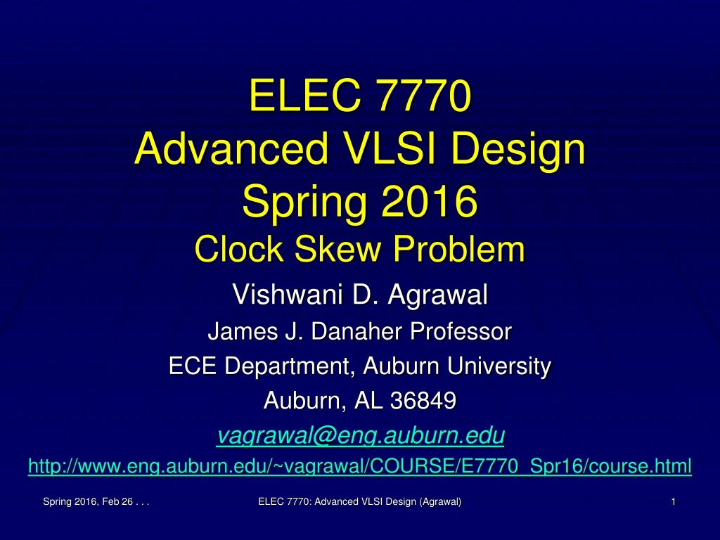 elec 7770 advanced vlsi design spring 2016 clock skew problem