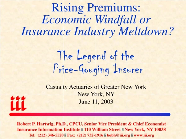 Casualty Actuaries of Greater New York  New York, NY June 11, 2003