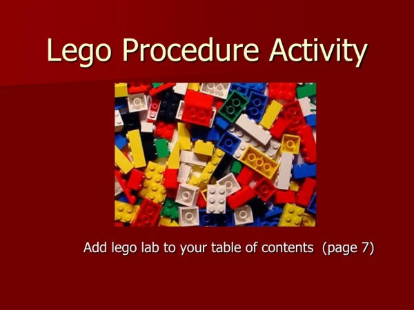 Lego Procedure Activity