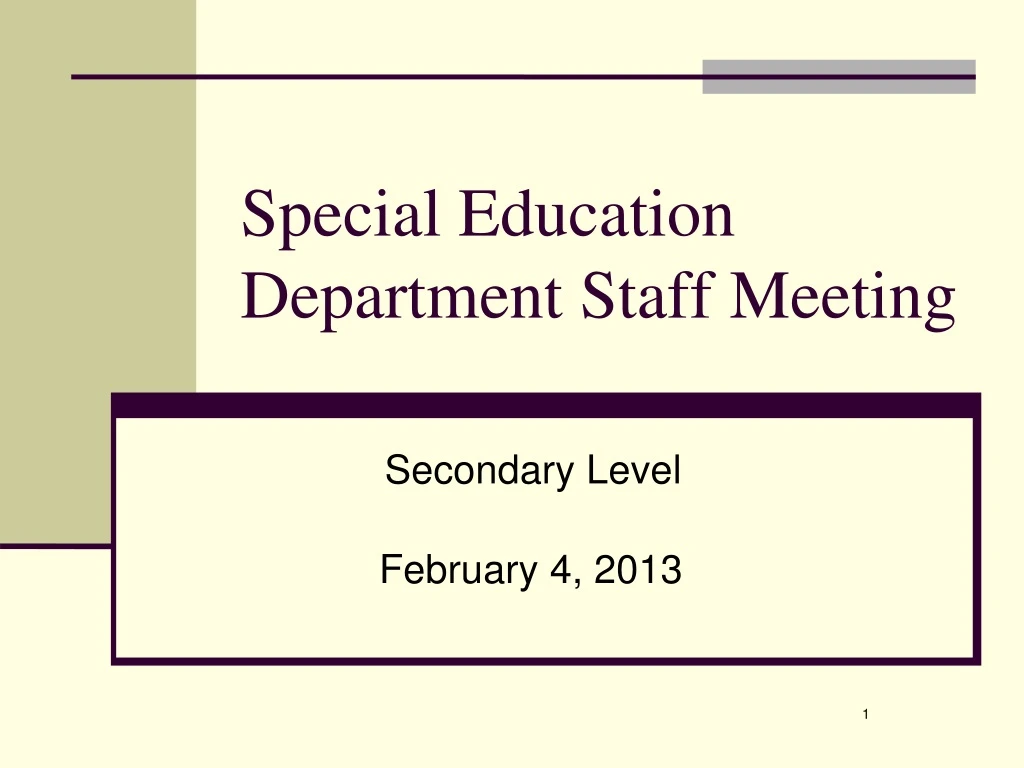 special education department staff meeting