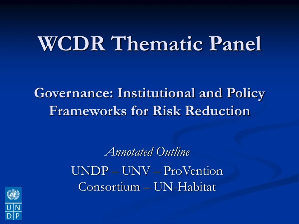 wcdr thematic panel governance institutional and policy frameworks for risk reduction