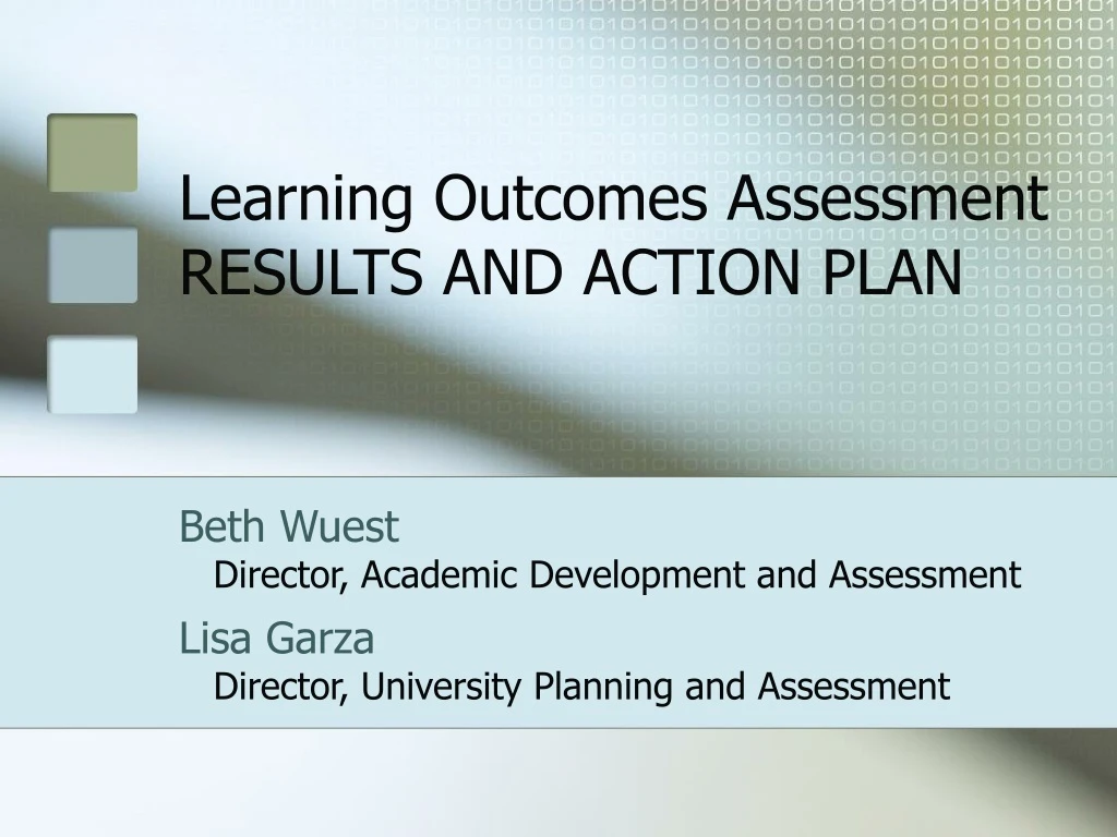 learning outcomes assessment results and action plan