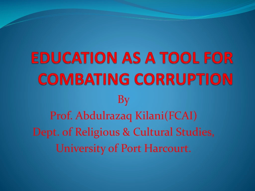 education as a tool for combating corruption