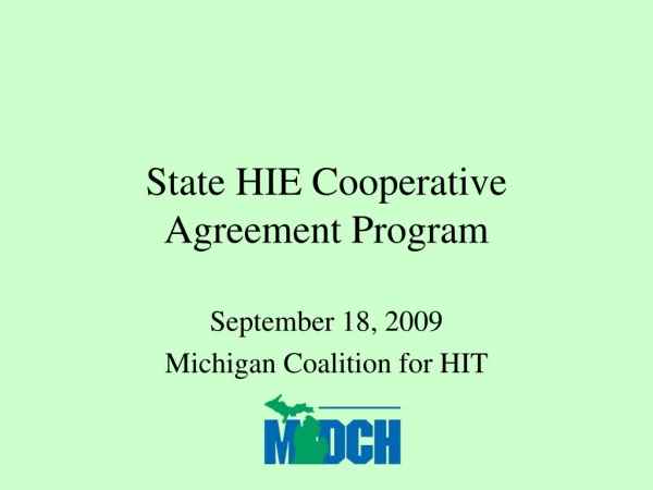 State HIE Cooperative Agreement Program
