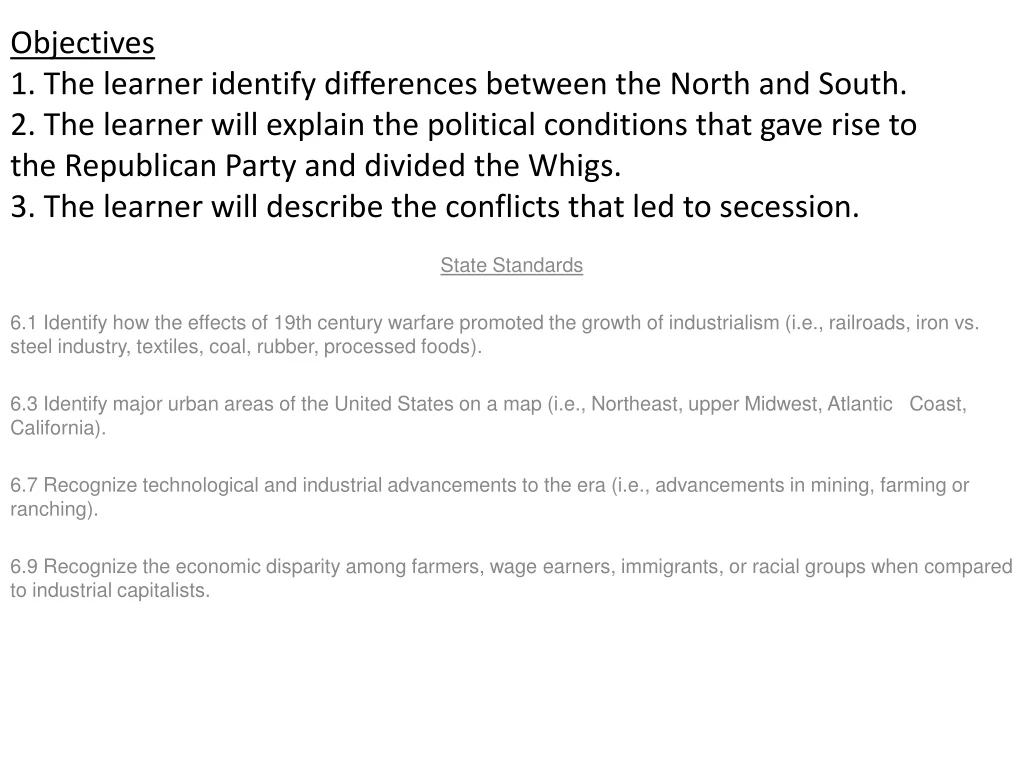 objectives 1 the learner identify differences