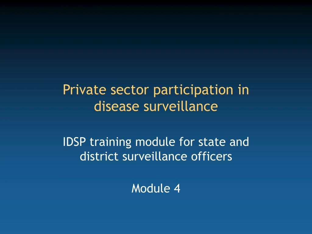 private sector participation in disease surveillance