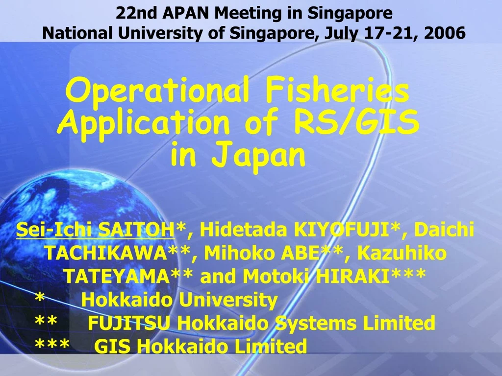 22nd apan meeting in singapore national