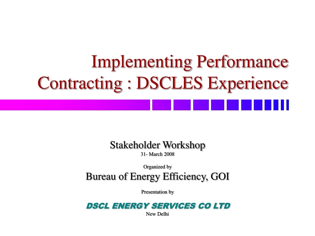 implementing performance contracting dscles experience