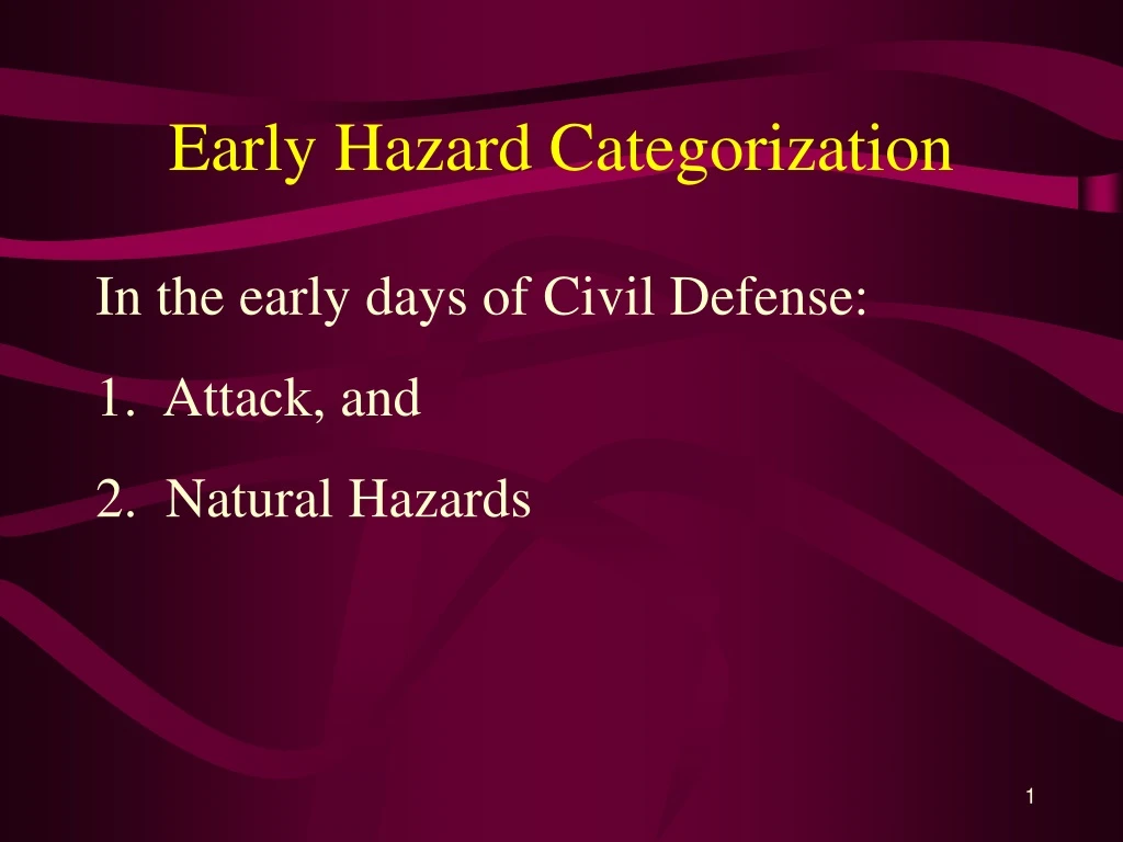 early hazard categorization