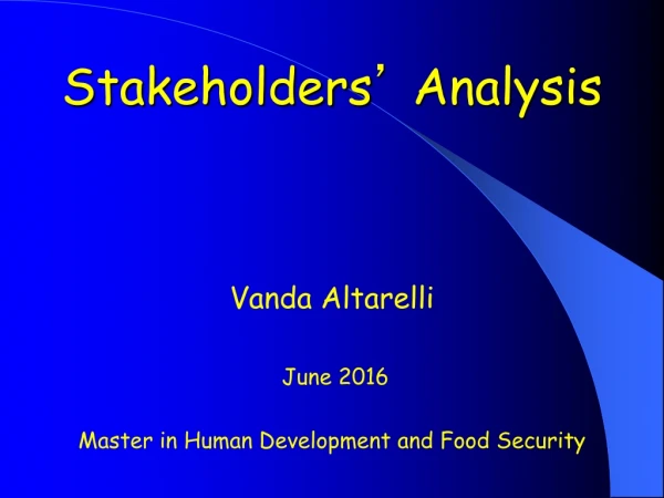 Stakeholders ’  Analysis