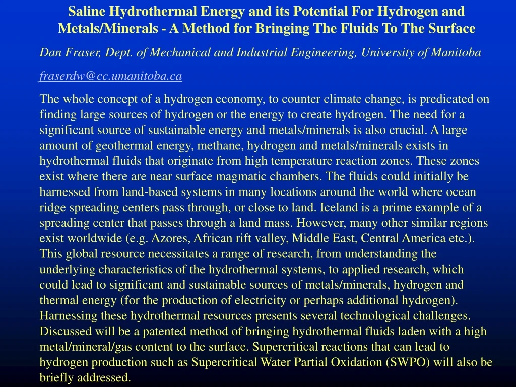 saline hydrothermal energy and its potential
