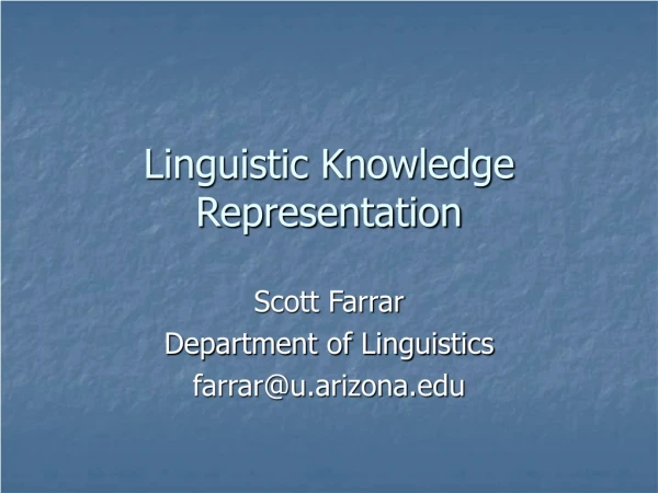 Linguistic Knowledge Representation