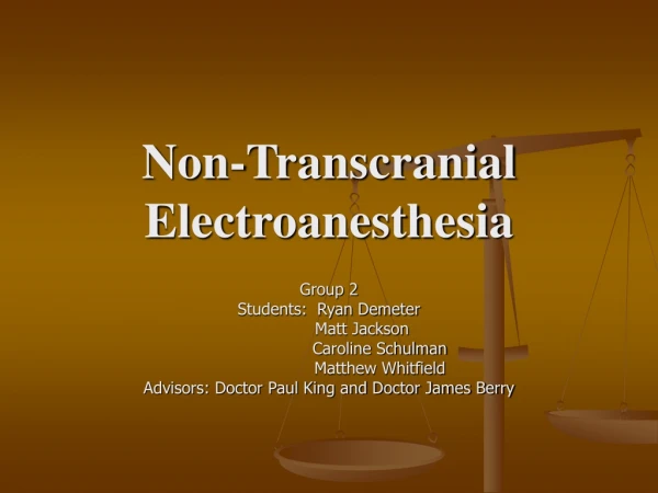 Non-Transcranial Electroanesthesia