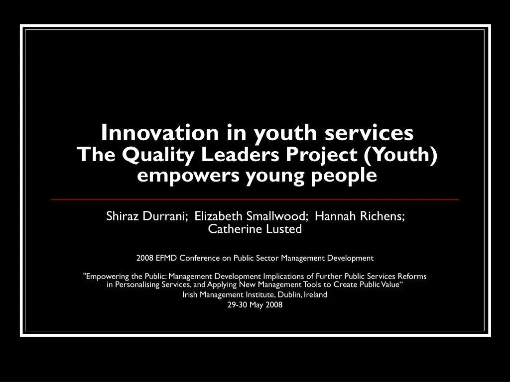 innovation in youth services the quality leaders project youth empowers young people