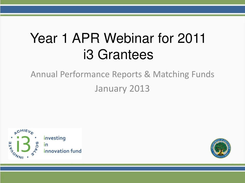 annual performance reports matching funds january 2013